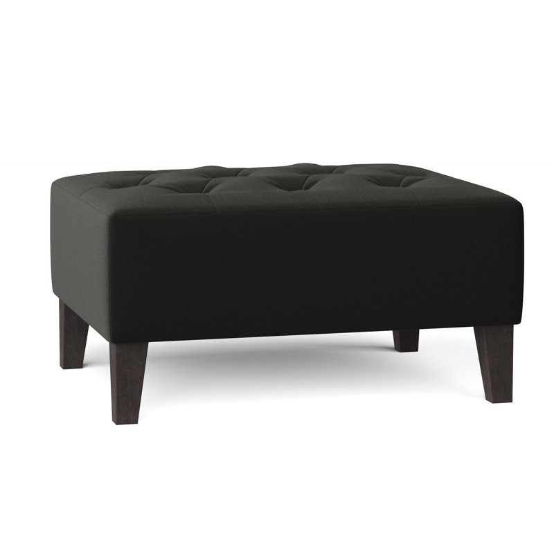 Repose-pieds rectangulaire capitonné standard Carruth, Velours performance vert forêt Bella