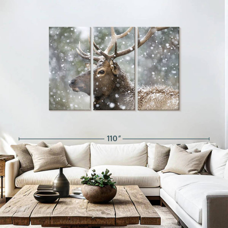 Brampt Winter Snow Elk, 48" H x 74" W
