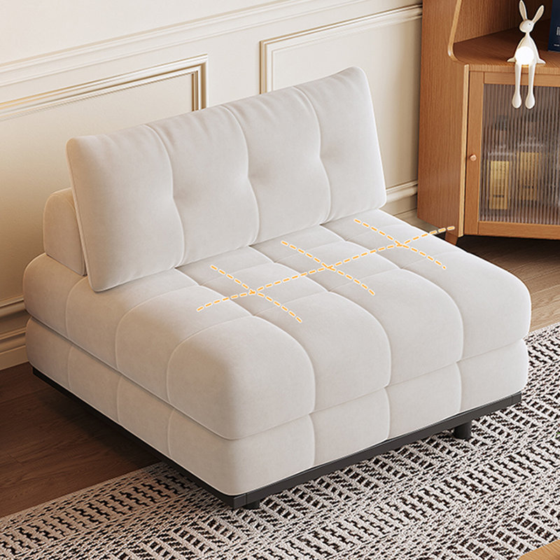 Canapé-lit modulaire en velours blanc crème, H 33,46 po x l 39,37 po x P 40,55 po