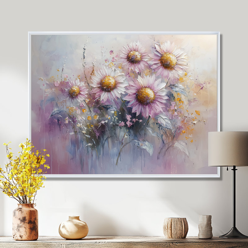 Illya - Floral Wall Art, Impression encadrée flottante, H 24 po x l 32 po, Blanc