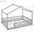 Wood House Bed Frame With Fence, Sturdy Pine Construction, Playful Design-123857054-123857058