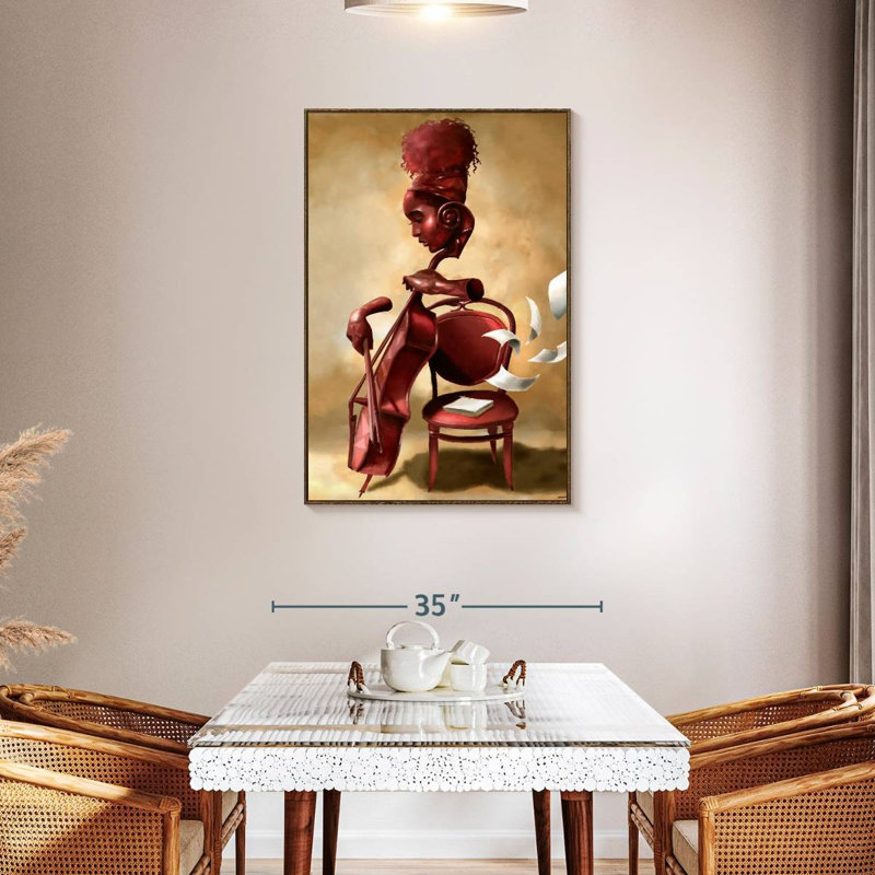 The Solo Cellist, 29" x 43", Floating Frame Walnut