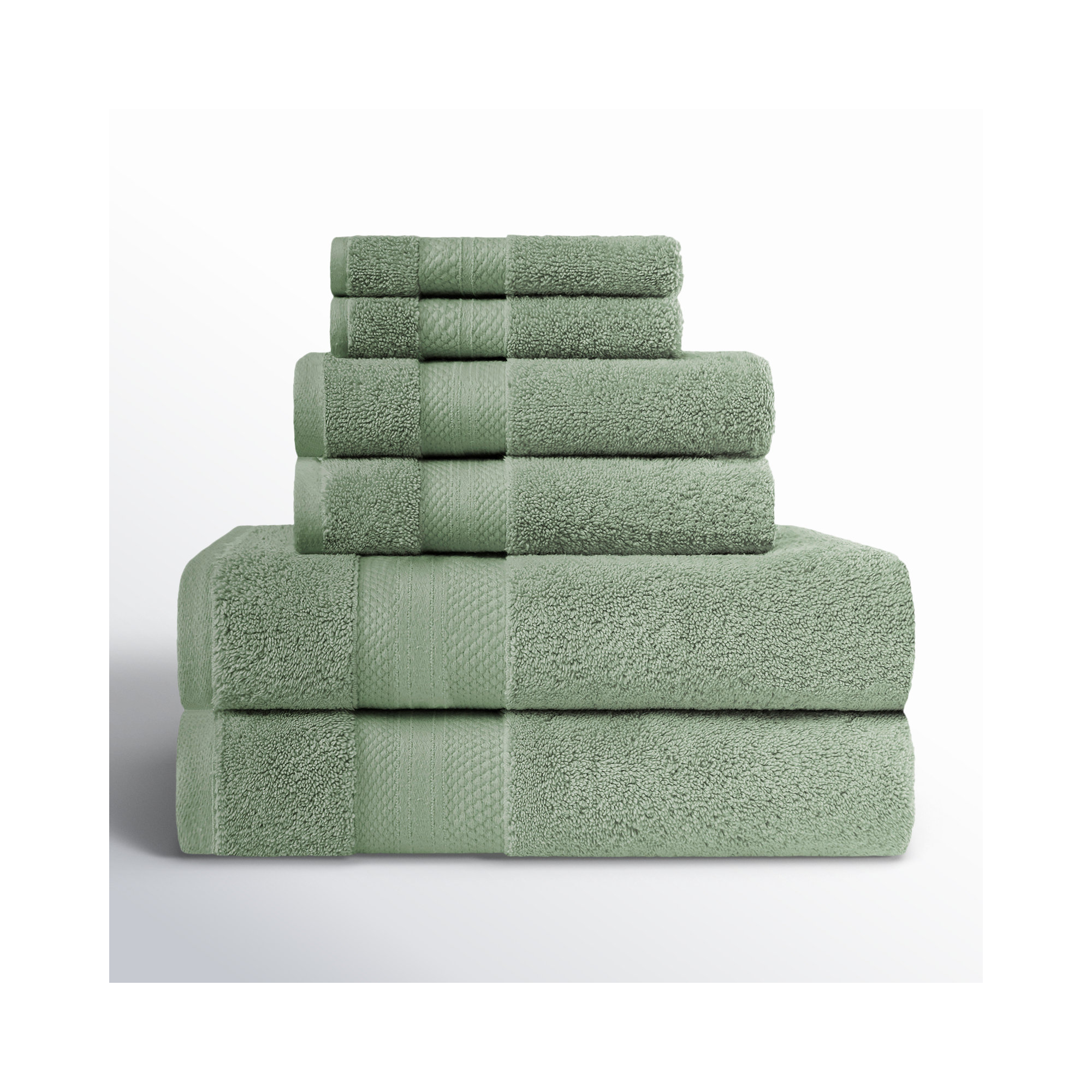 Finnian Ultra-Plush Heavyweight, 100% Turkish Towel Collection, Olive Green, 6 Piece Towel Set