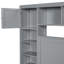 Fascinant grand lit gris avec une armoire, une tablette et une prise - Équipements intégrés pratiques-907667119