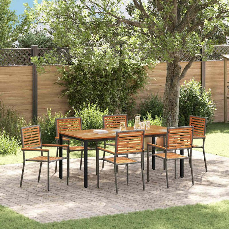 7 Piece Garden Dining Set, Black