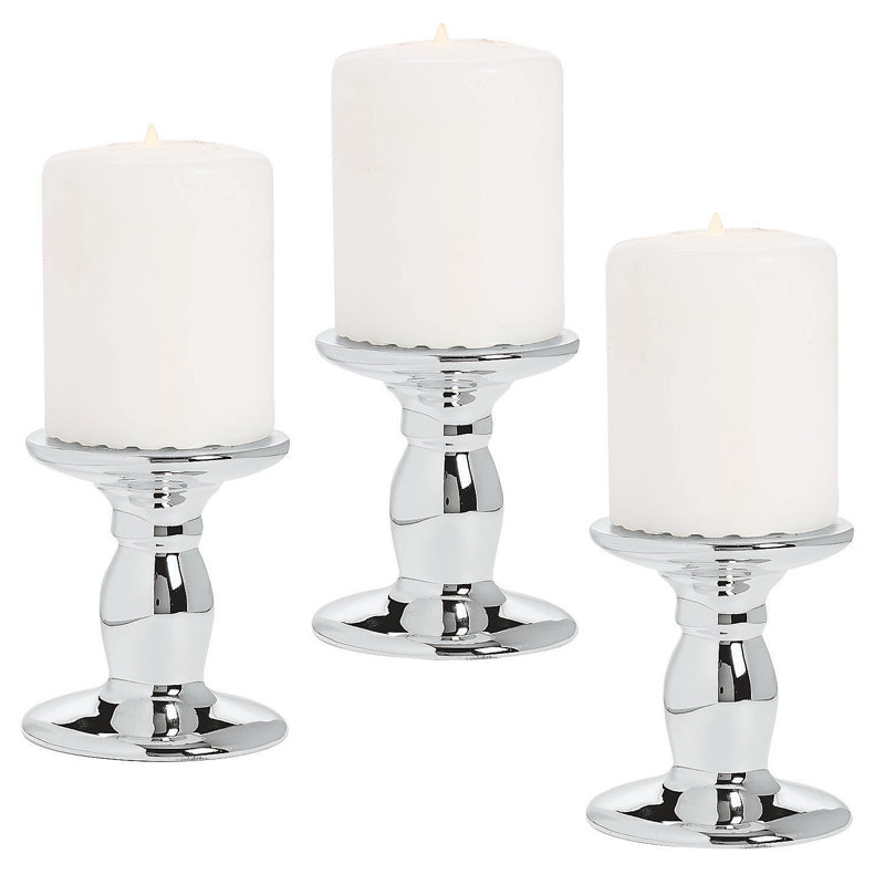 Concrete / Cement Tabletop Candlestick, Silver