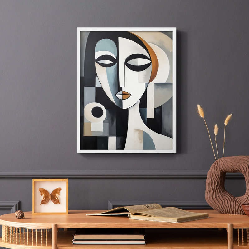 WOMEN Series LXI - reproduction encadrée de qualité supérieure - prête à être accrochée - aucun clou requis, Blanc / Blanc