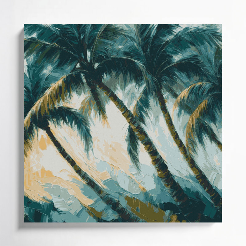 «Hawaiian Swaying Palms», art mural sur toile bleue, H 32 po x l 32 po