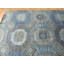 Tapis bleu en laine noué à la main de conception unique 8 pi 1 po x 9 pi 10 po Aslihan