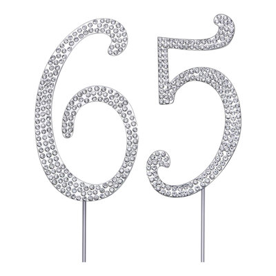 Sparkly 65th Birthday Cake Topper with Rhinestones