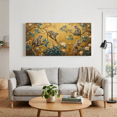 Ensemble de 1 tableau sur toile représentant une branche de singe