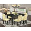 L'ensemble de table de cuisine 5 pièces pour 4 personnes comprend une table de salle à manger rectangulaire avec rallonge papillon et 4 chaises Parsons en simili cuir de lait de poule, noir-733218472-733218474-796693293