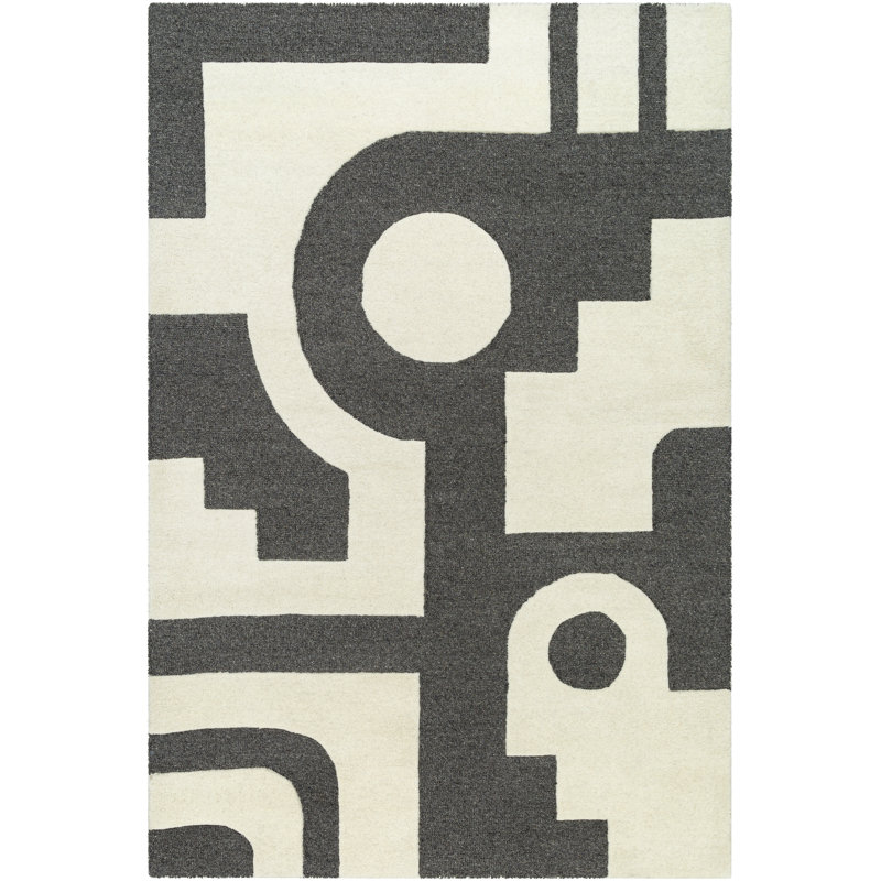 Tapis gris en laine touffeté à la main Rino, Rectangle 9 pi x 12 pi
