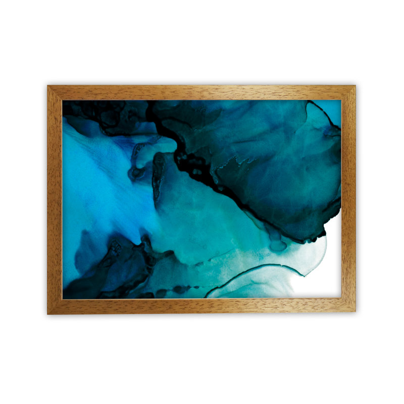 Blue Inspiration Watercolour Original - Painting, Oak Frame, 21cm H x 30cm W x 3cm D