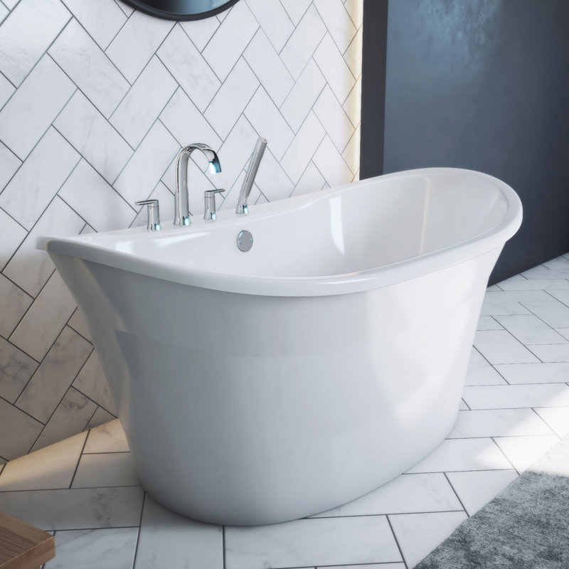 DreamLine Montego 60 in. L x 27 in. H White Acrylic Freestanding Bathtub