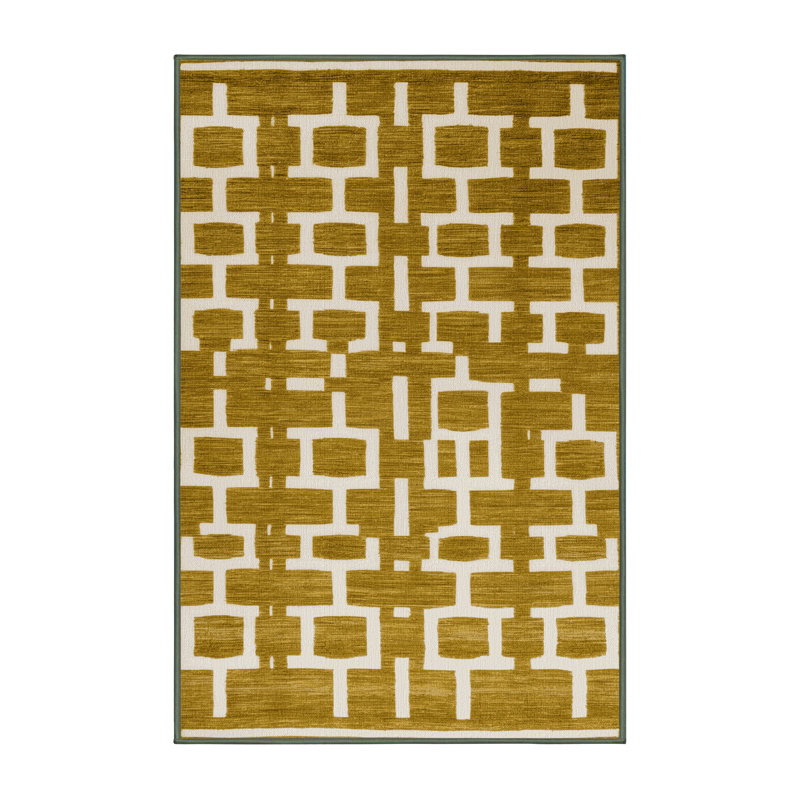 Tapis brun treillis lavable à la machine, Rectangulaire 2 pi x 3 pi