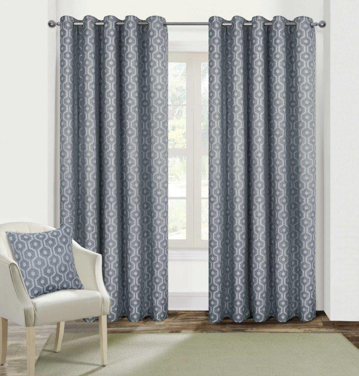 Annaluisa Polyester Standard Eyelet Curtain Pair, Silver, 46cm Width x 54cm Drop