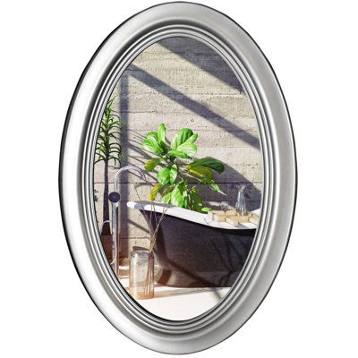 Miroir mural ovale en bois massif avec cadre décoratif léger, montage vertical ou horizontal