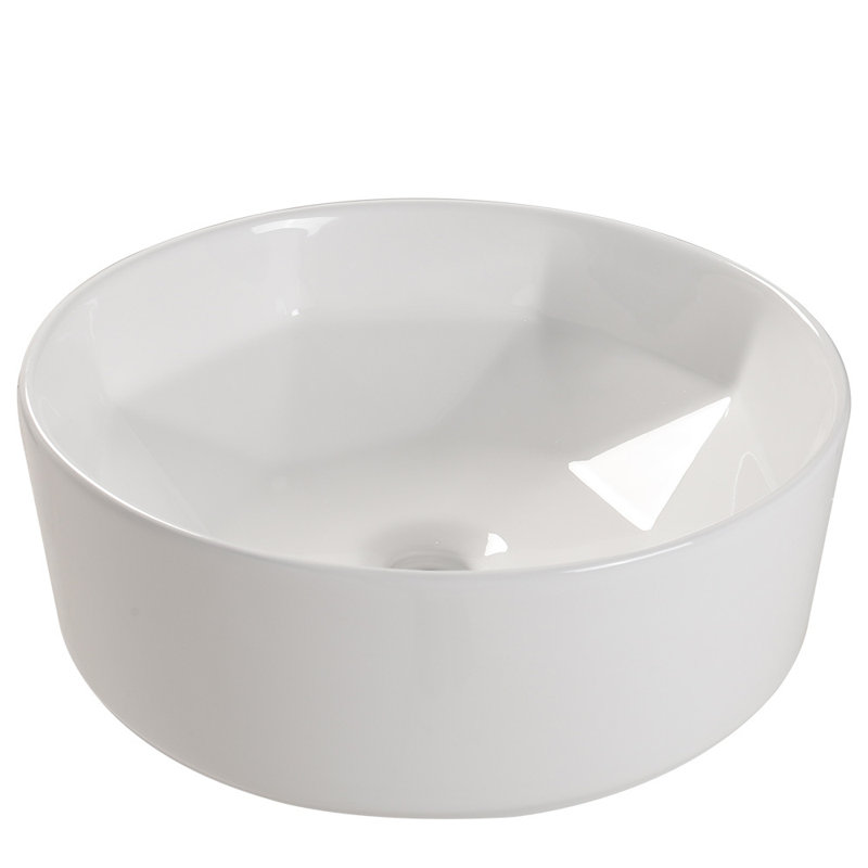 17 Stories Milissent 405mm L x 405mm W White Ceramic Circular Sink with Overflow