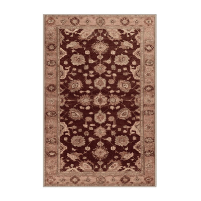 Machine Washable Overdyed Brown Area Rug