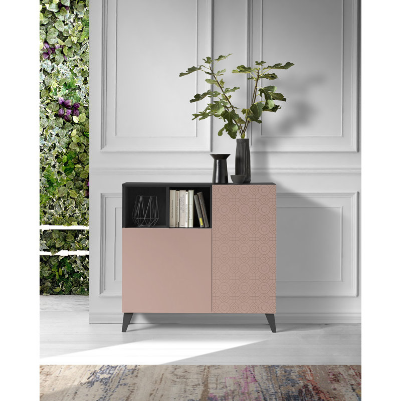 12 Pair Shoe Storage Cabinet, Jet Black/Pink