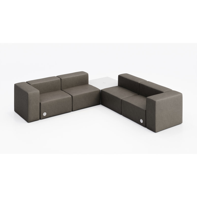 Canapé d'angle pour 4 personnes avec table d'appoint - vinyle, avec prise de courant, Tempête