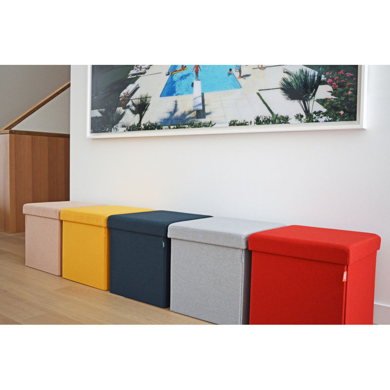Velvet Ottoman, Beige