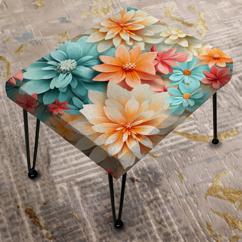 Boho pastel floral Mandala Harmony - Repose-pieds rectangulaire floral