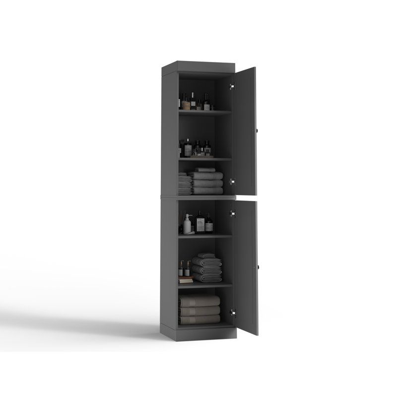 16.5" W Solid Wood Bathroom Cabinet, Gray