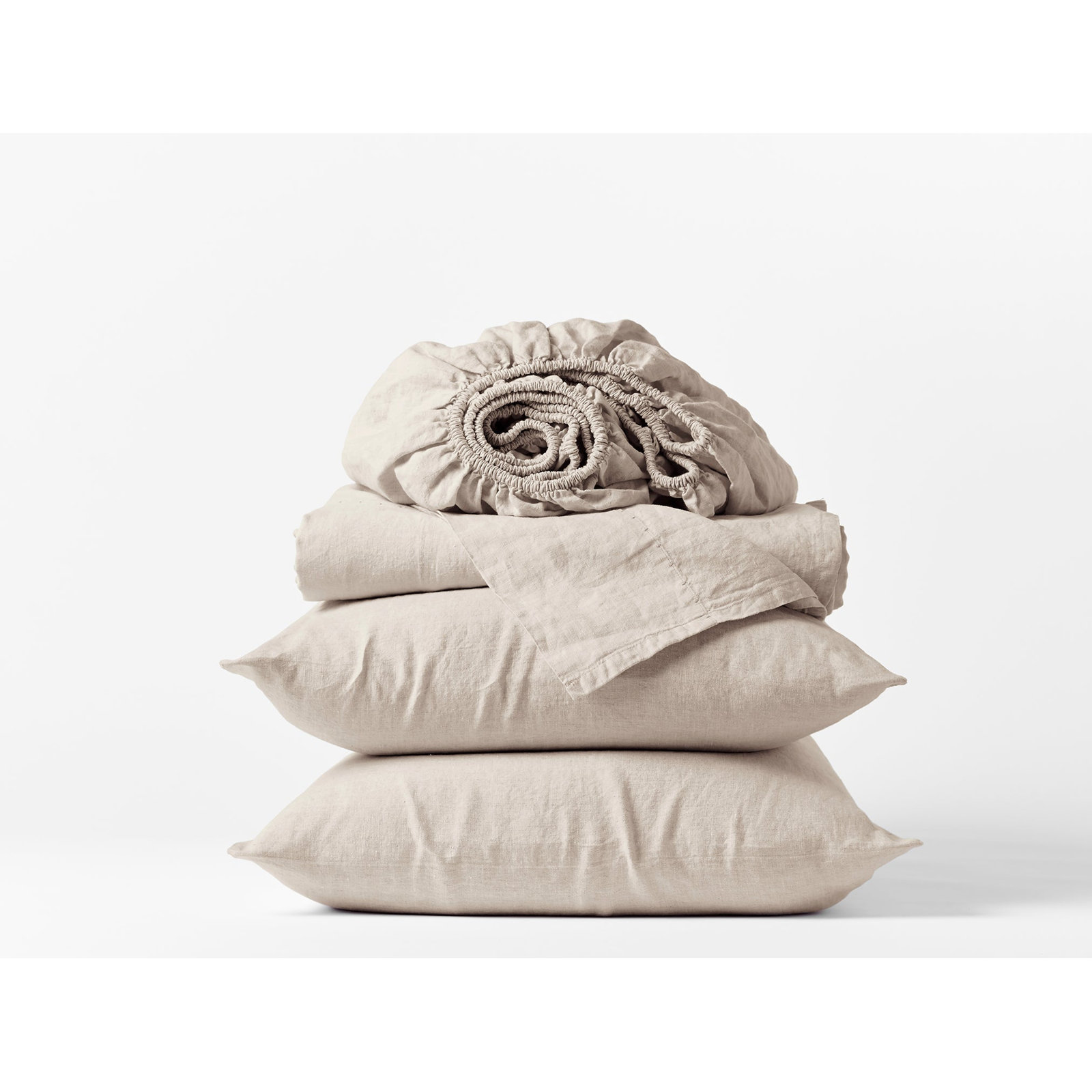 Organic Relaxed Belgian Flax Linen Standard Sheet Set, California King Sheet Set with 2 Pillowcases, Undyed Chambray
