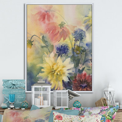 «Grunge Color Dahlias Flowers», reproduction de cadre photo sur toile