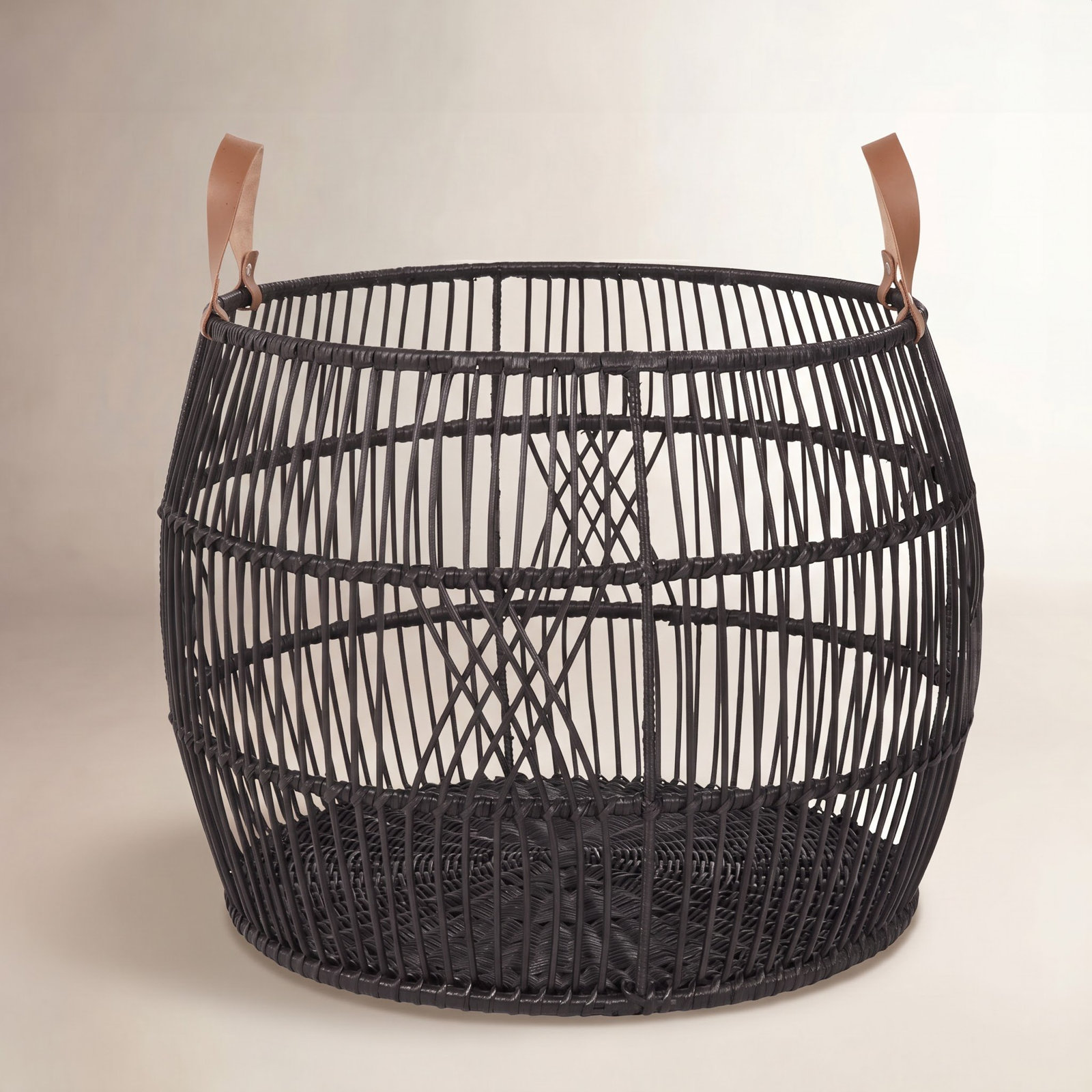 Sumatra Rattan Storage Bin, Black, 18" H x 26" W x 26" D
