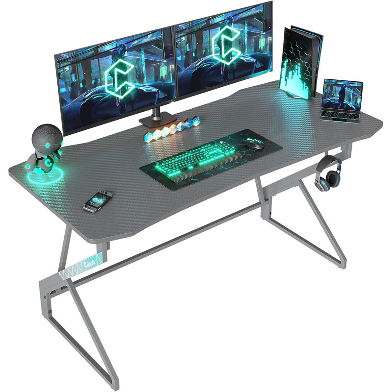 Kymorah Metal Base Computer Desk, 28.7" H x 40" W x 23.6" D, Gray