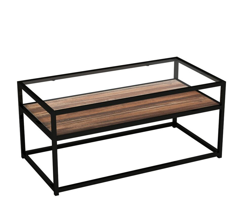 Adelei Solid Wood Four Leg Coffee Table, Dark Walnut