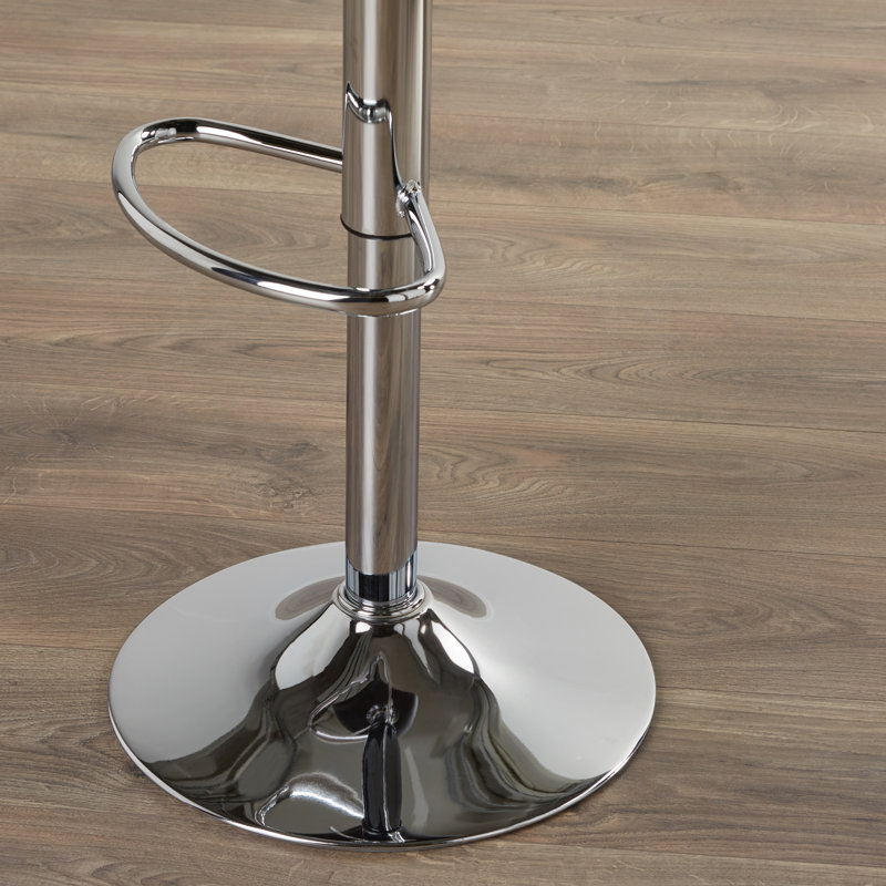 Baucom Swivel Upholstered and Faux Leather Adjustable Height Bar Stool with Steel Frame, White
