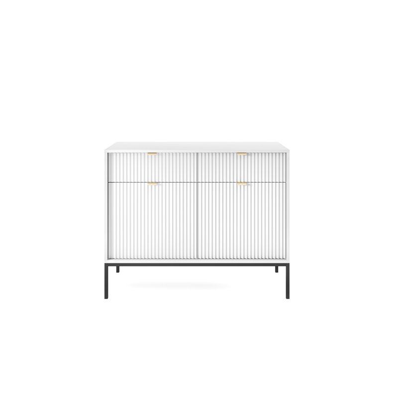 Ashraf 104cm W 2 - Drawer Chest of Drawers, White
