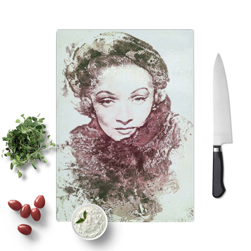Glass Marlene Dietrich in an Abstract Chopping Board, 28.5 cm W x 20 cm L