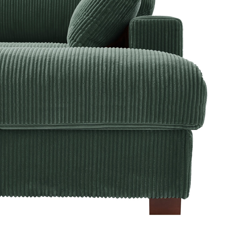 Chaise longue surdimensionnée en velours côtelé avec accoudoirs et coussins Bentura, Orienté à droite