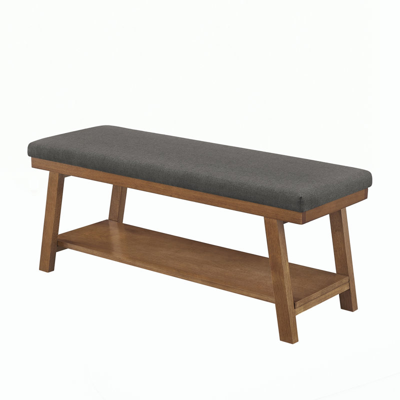 Banc rembourré avec tablette de rangement, Dark Gray, Gris foncé