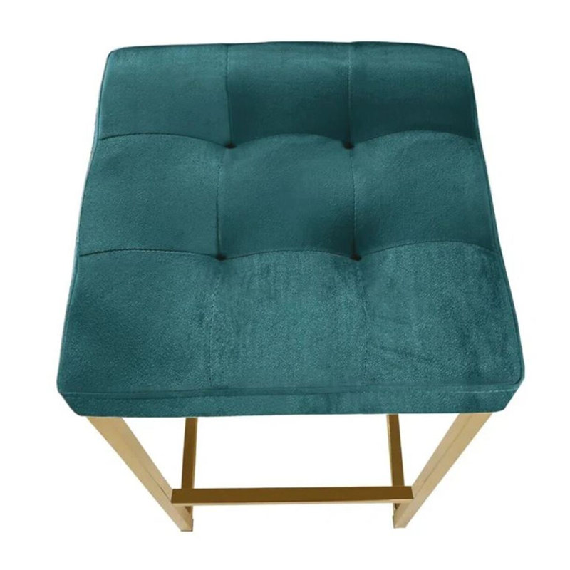 Tabouret rembourré Ronaldo, Velours - Vert