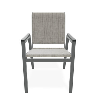 Bazza Sling Aluminum Frame Dining Height Stacking Bistro Chair with Marine Grade Polymer Arm Accent