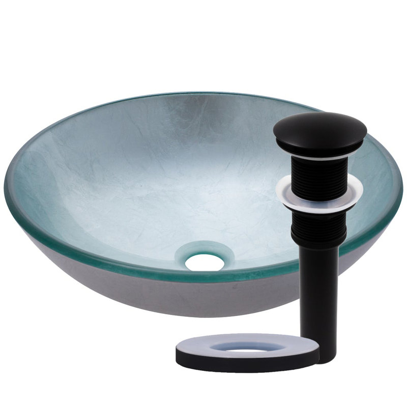 Novatto 16.5'' Glass Circular Bathroom Sink, Matte Black