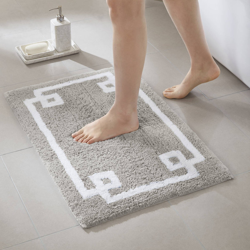 Tapis pour salle de bain 100% coton avec envers antidérapant Evan , Gris, L 24 po x L 40 po