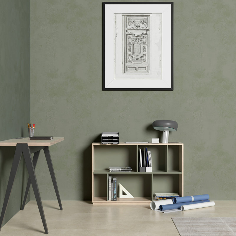 Grenda 60cm W Geometric Bookcase, Light Oak/Green
