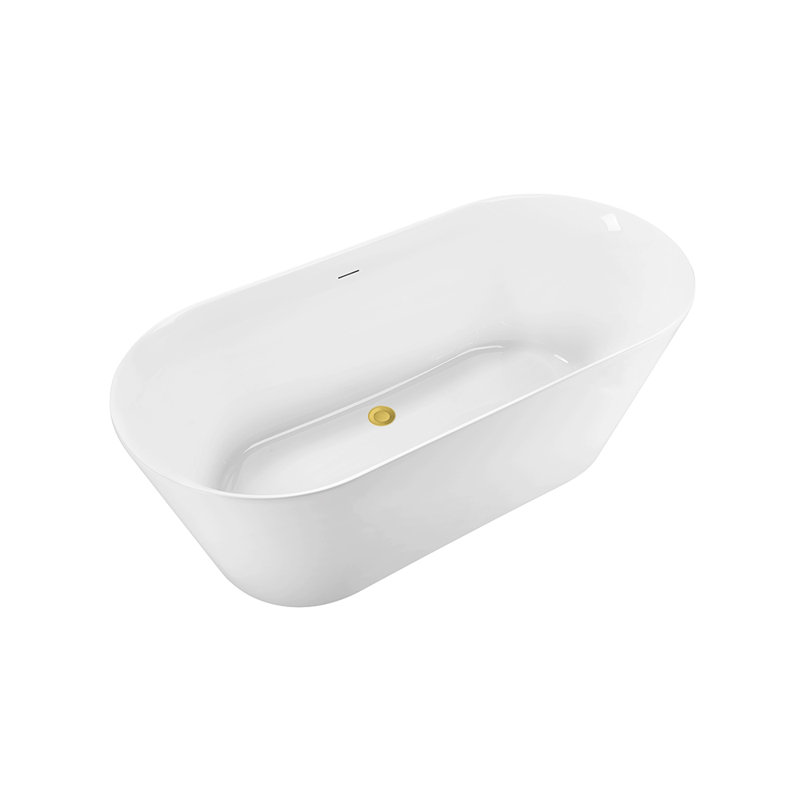 1501.1mm x 701mm Freestanding Soaking Acrylic Bathtub, Polished Gold