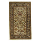 Hand-Knotted High-Quality Ivory and Black Area Rug