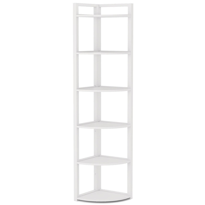 Étagère de coin 70,87 "à 6 niveaux pour salon et bureau, Blanc