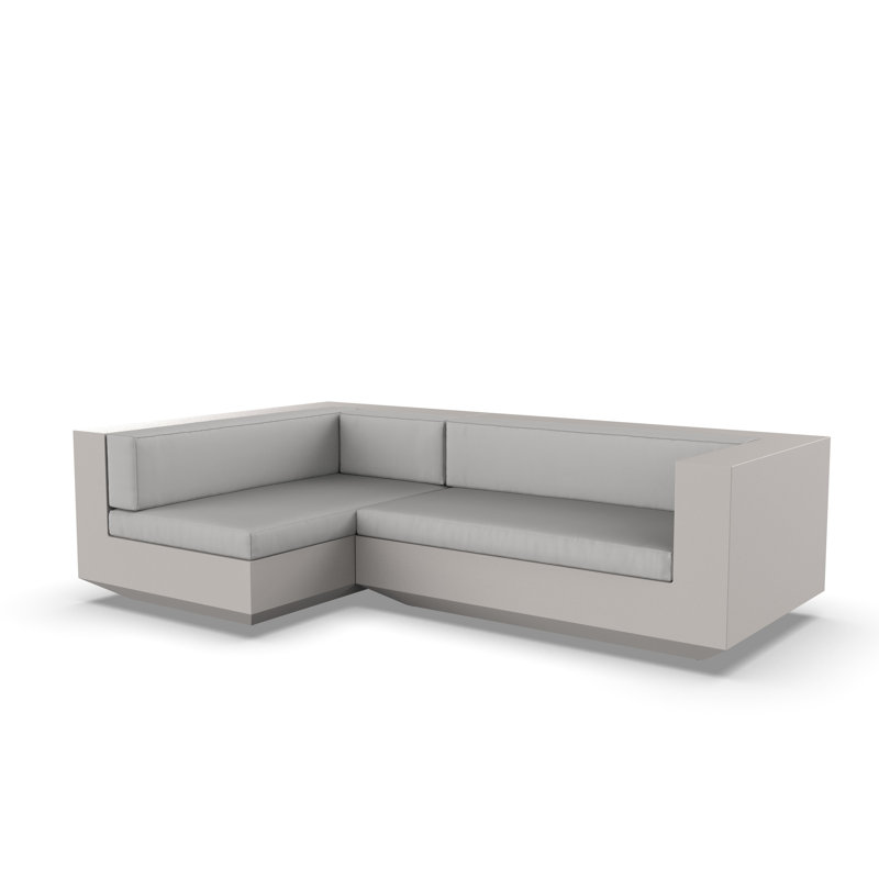 Vela 102.25" Wide Outdoor Reversible Patio Sectional with Cushions, Left Hand Facing, Black, Nautical Taupe