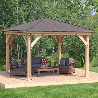 12' x 12' Meridian Gazebo Rain Gutter Kit Durable PVC Construction with Dual Downspouts