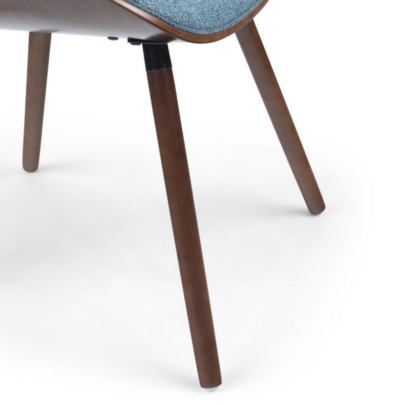 Denim Blue Upholstered Parsons Side Chair with Solid Wood Legs